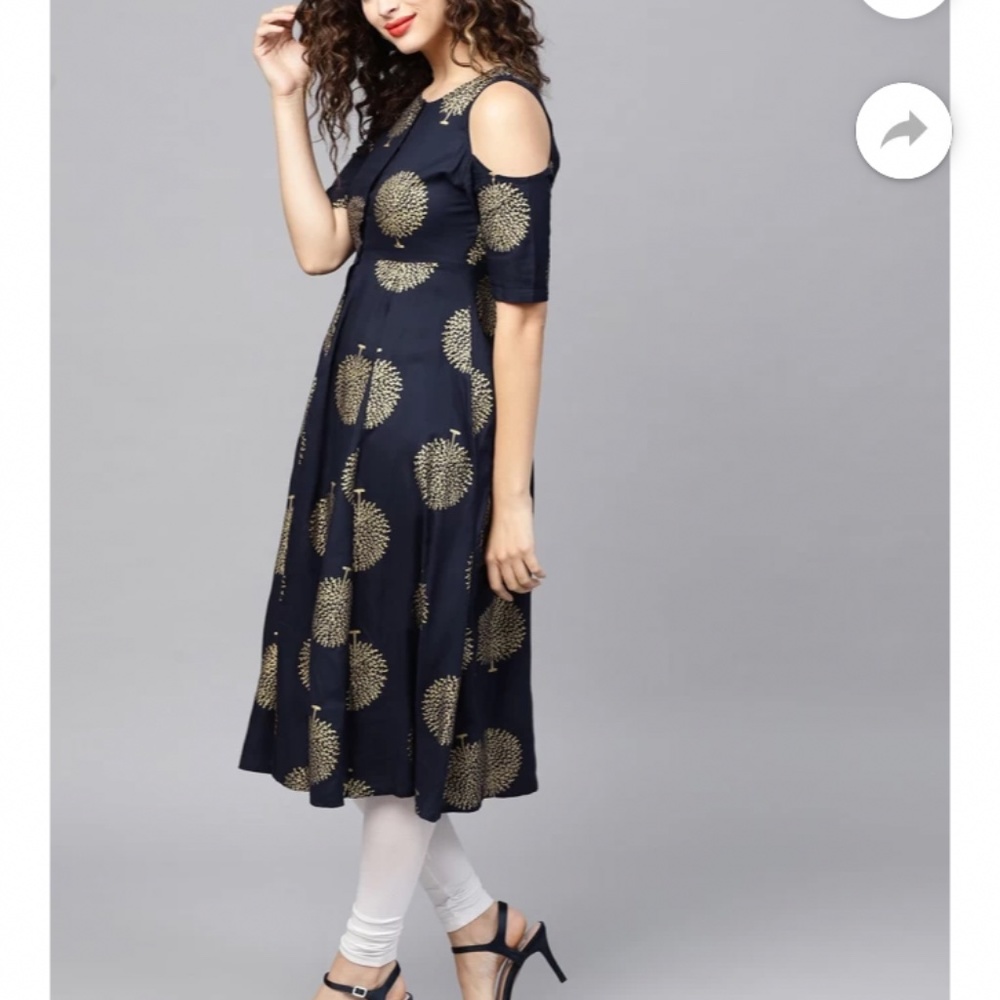 Navy blue printed kurta